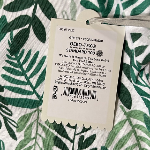 Cloud Island Green and White Leaf Bodysuit - Picture 2 of 2